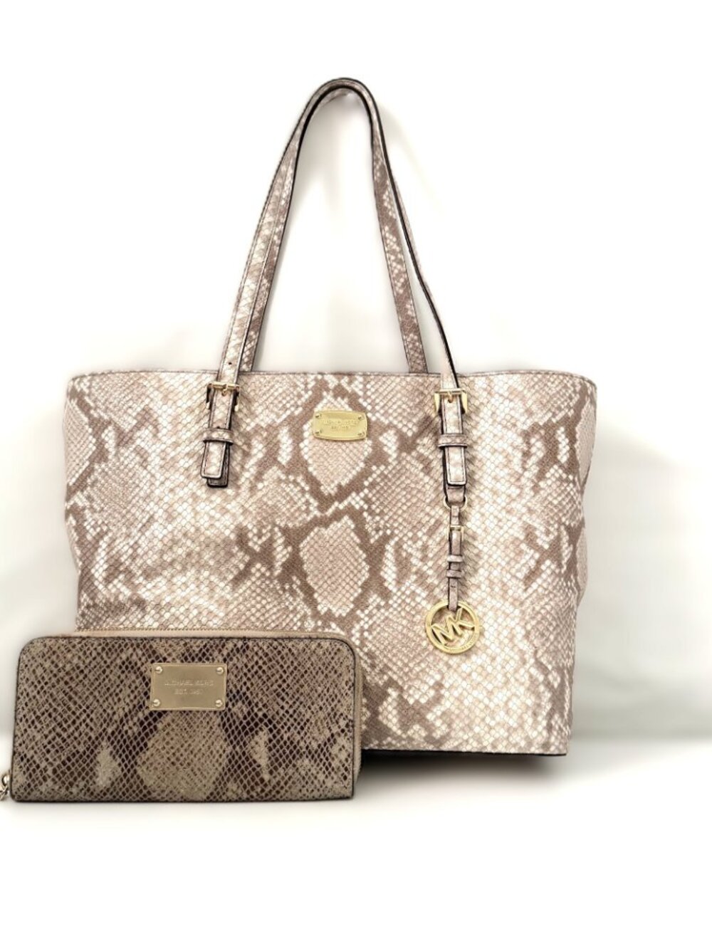 🐍 Michael Kors Large Python-Embossed Tote & Wallet Set 🐍